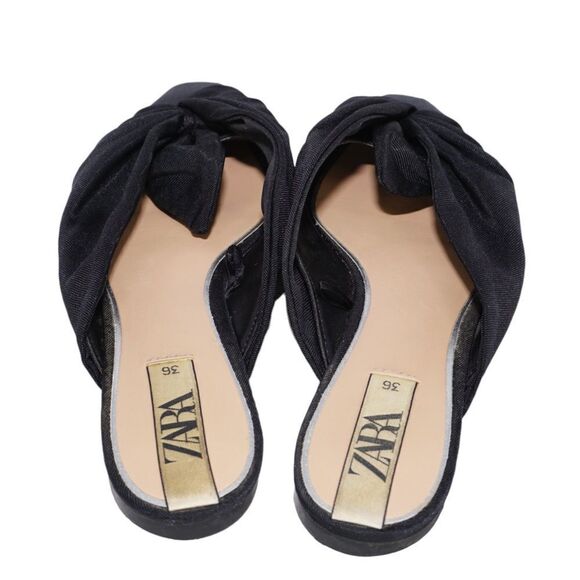 Zara Black Pointed Toe Slides / Mules, Size 36 - Picture 3 of 7